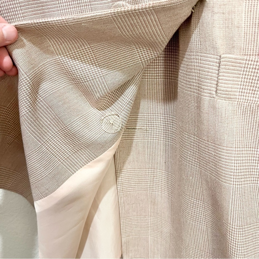 Vintage Ann Taylor Blazer Jacket Beige Long Lined Linen Blend Made In USA Sz 2 - Picture 8 of 13